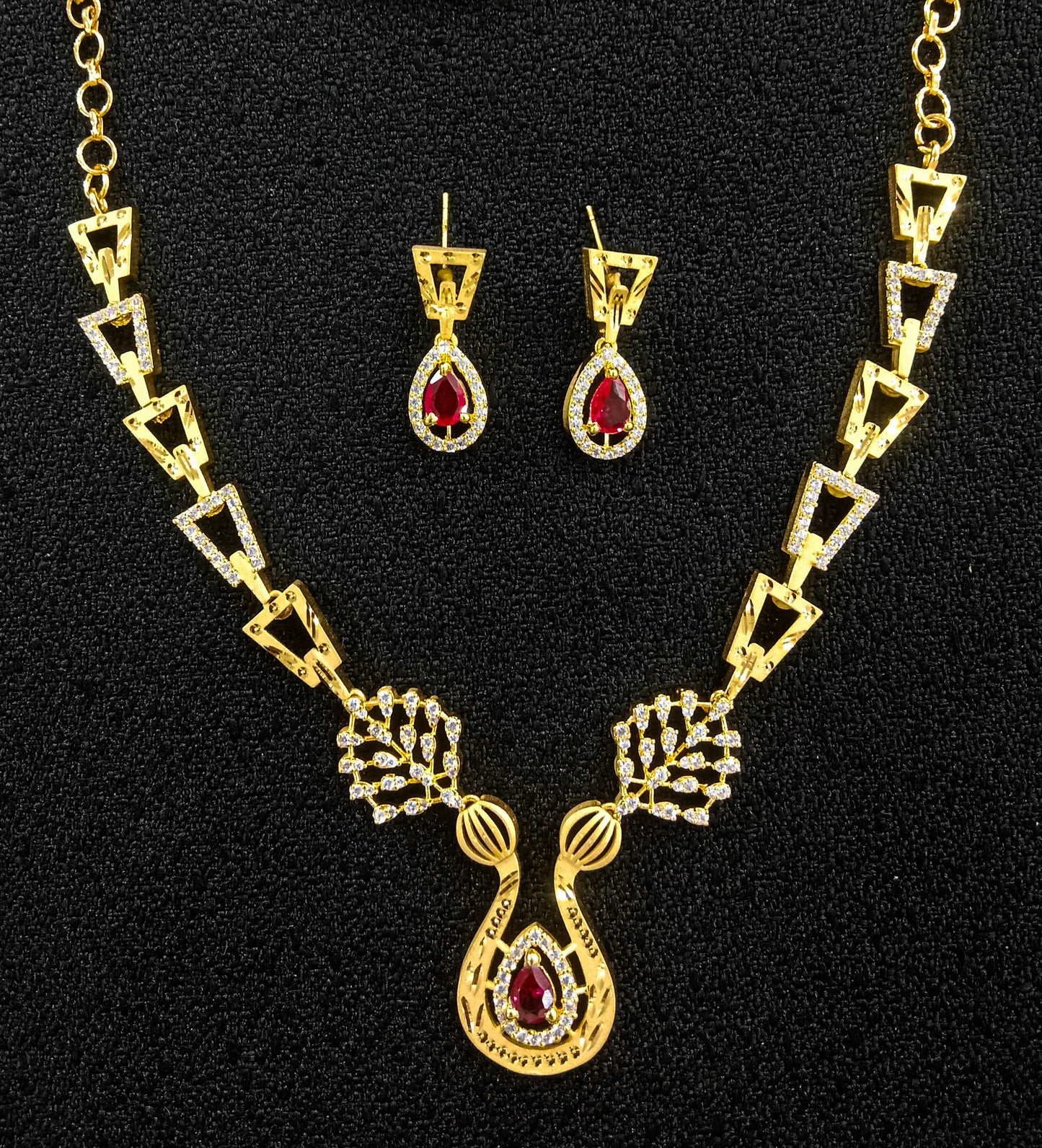 Regal Flame Drop – Indian One Carat Artificial Jewelry Set