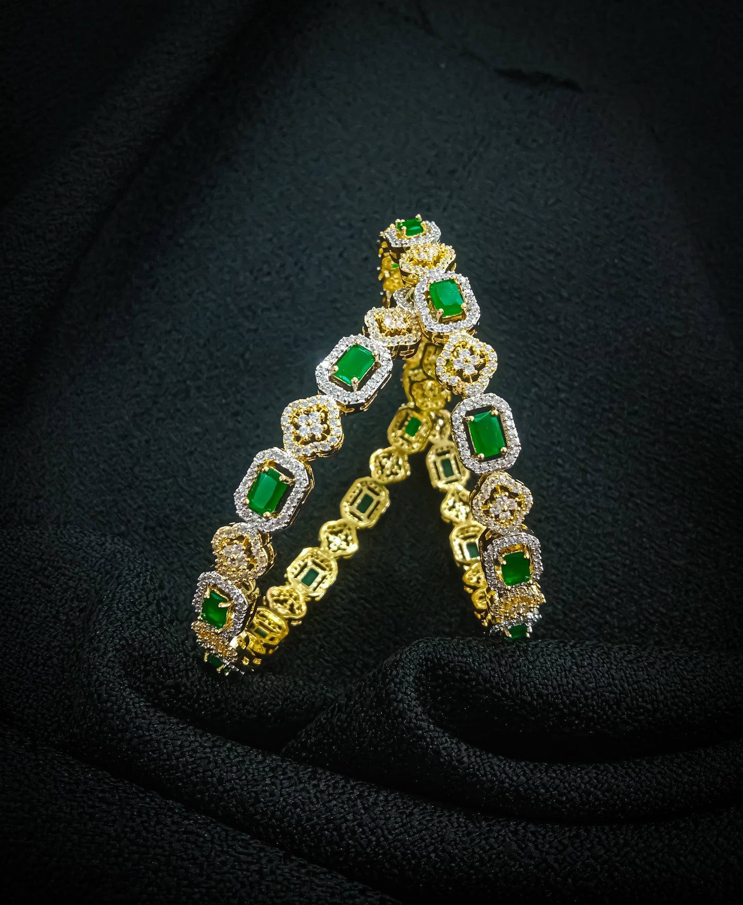Zari Zewar – Green Stone Bridal Bangles