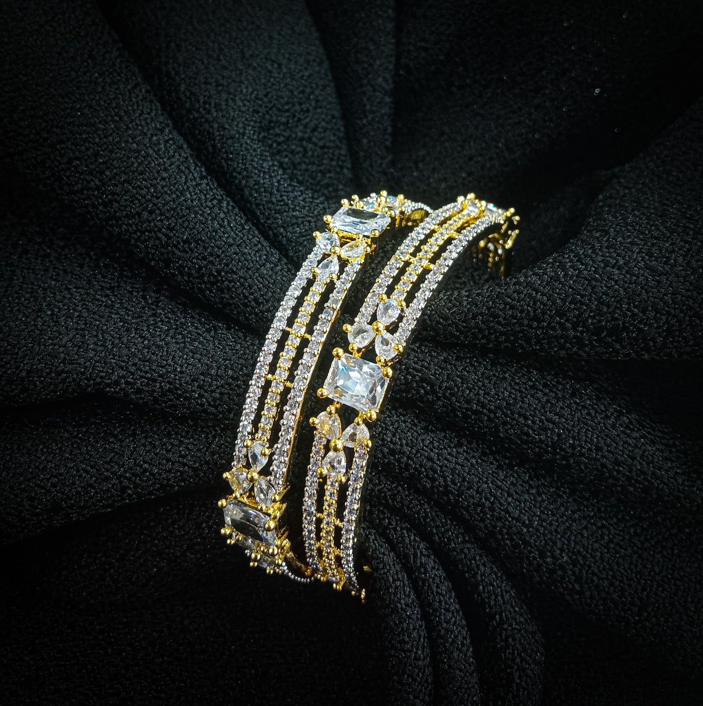 Golden Shine Artificial Stone Bangles – Indian One Carat Style