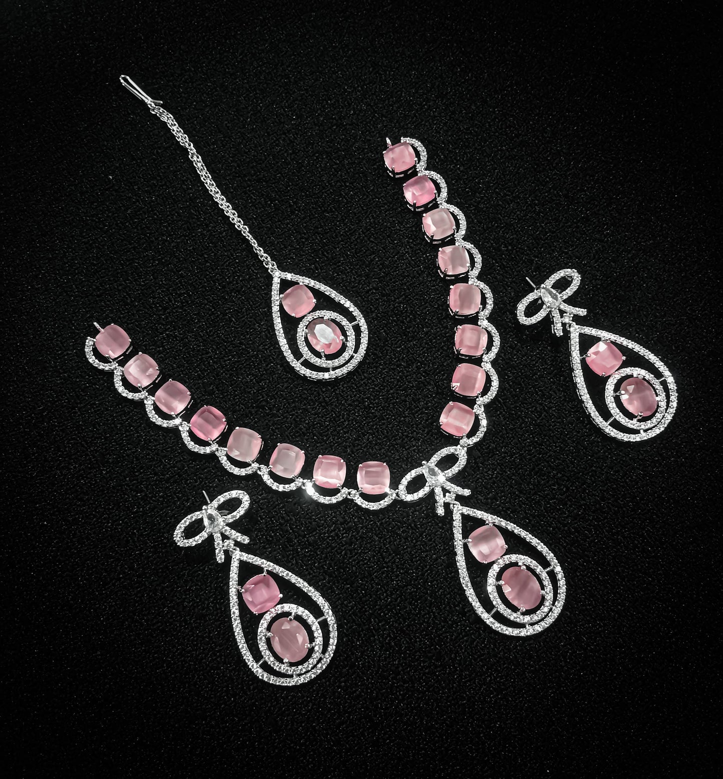 Elegance – Tear-Drop Pink Crystal Jewelry Set