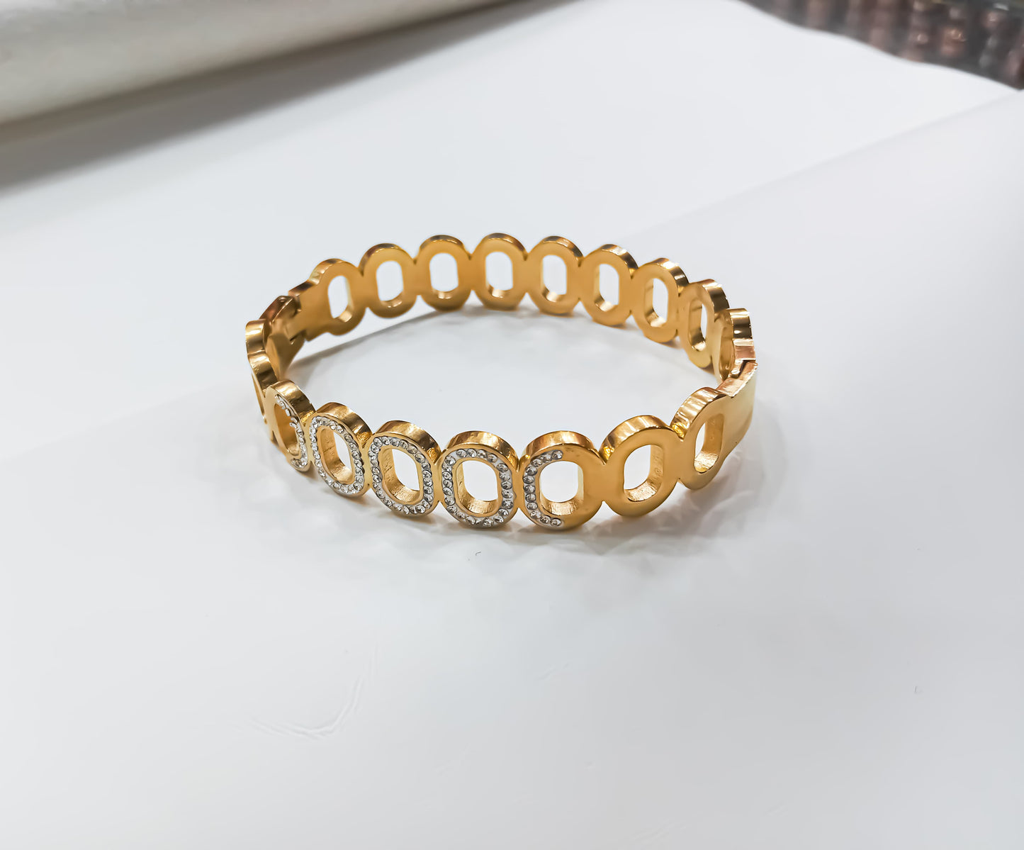 Royal Loop Zircon-Studded Stainless Steel Bracelet