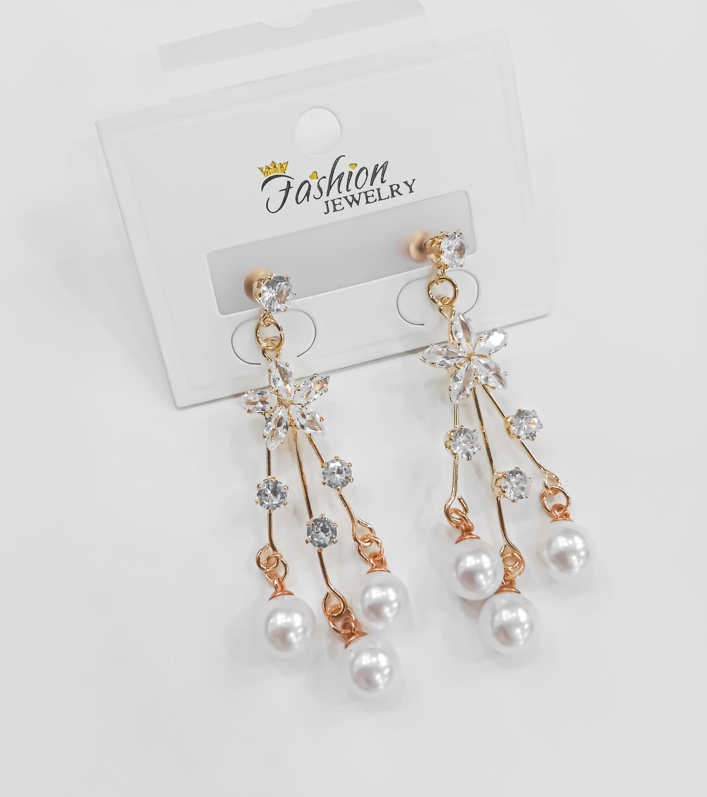 Gul Boond – Crystal Bloom Earrings with Pearl Drops