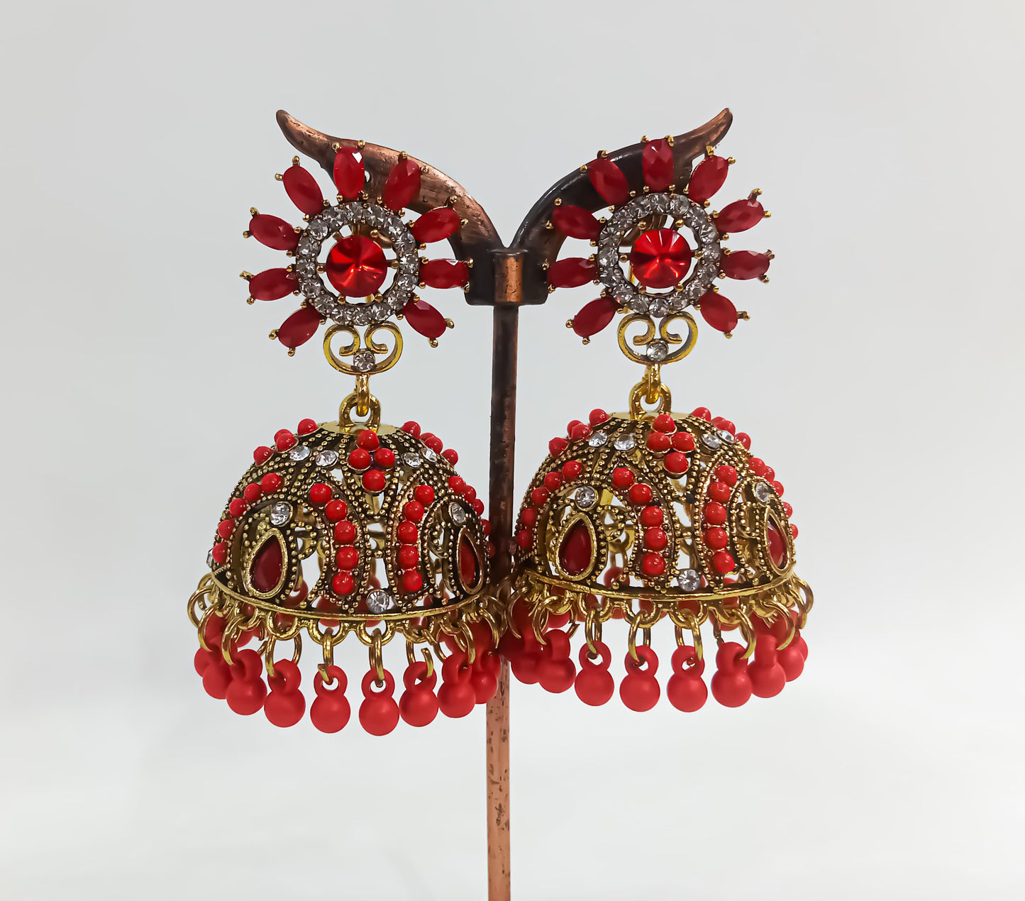 Scarlet Shehzadi – Royal Red Jhumka Earrings