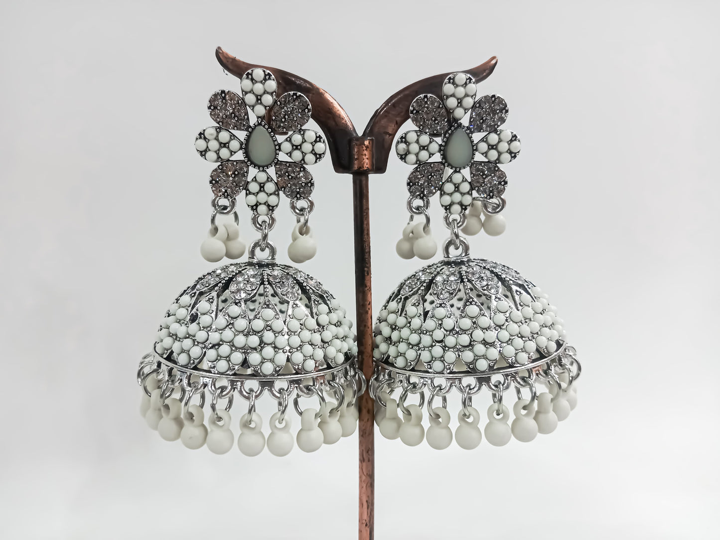 Gul-e-Safaid – Floral White Dome Earrings