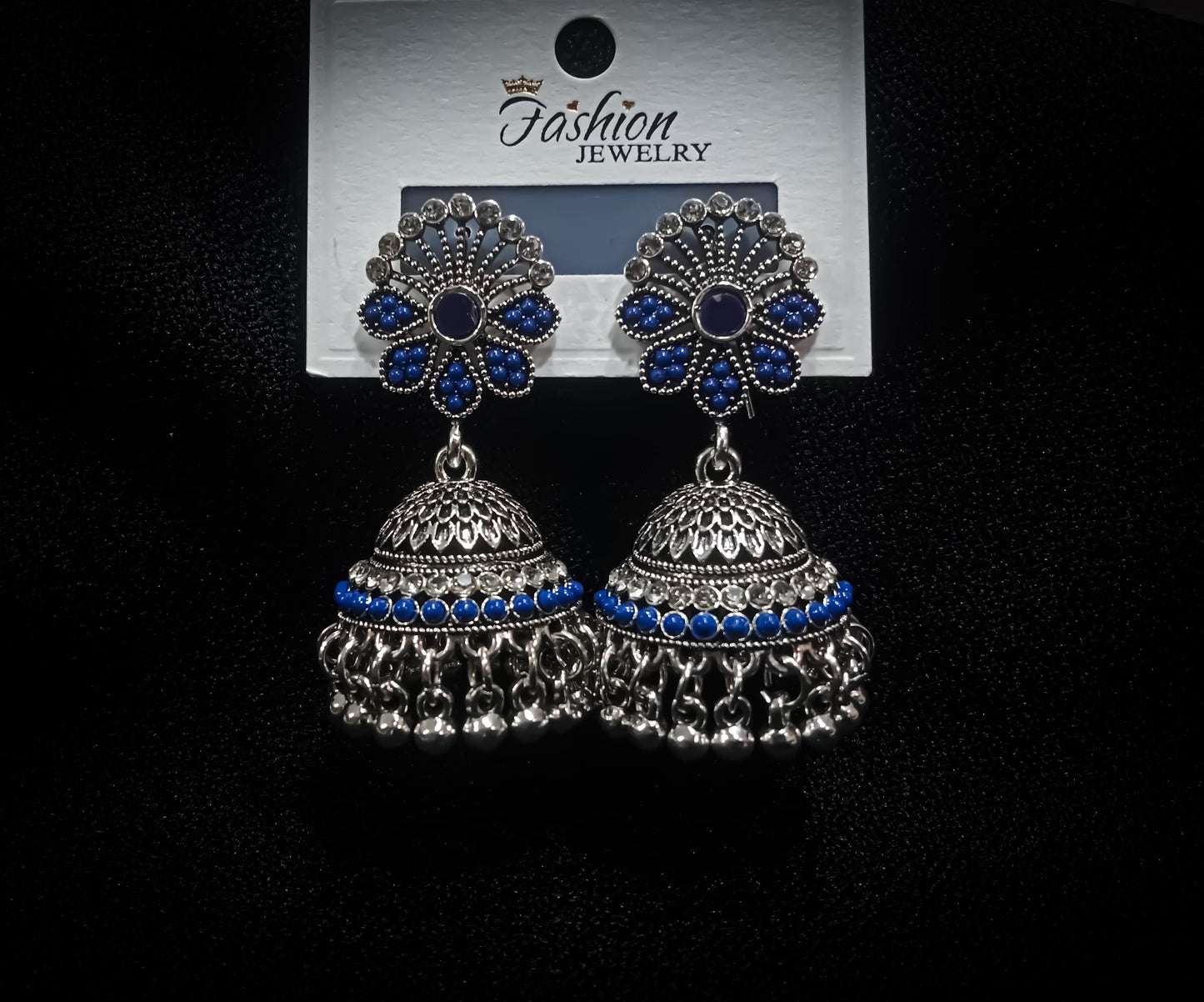 Neela Gul – Blue Stone Jhumka Earrings