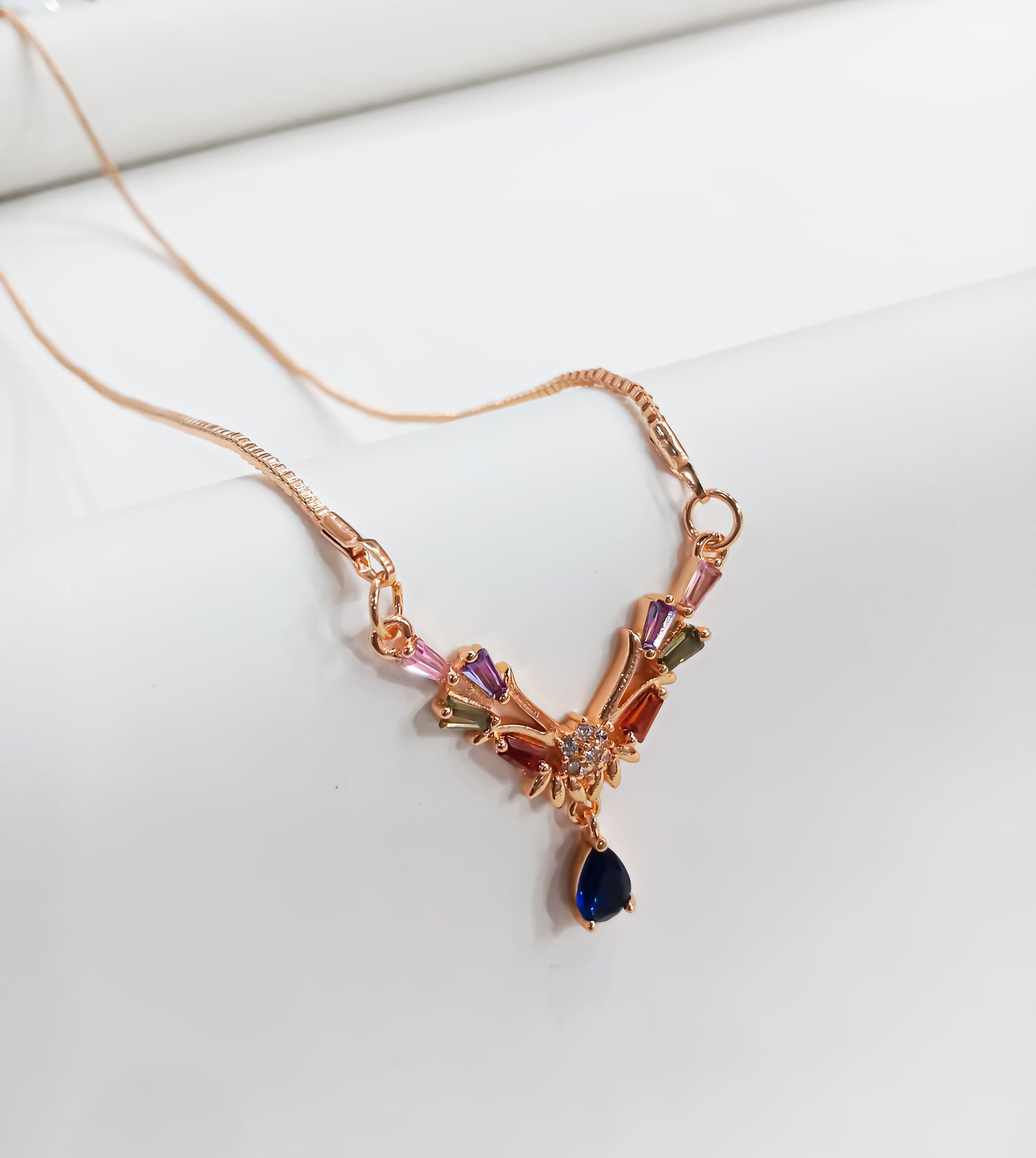 Prism Petals – Colorburst Baguette Necklace