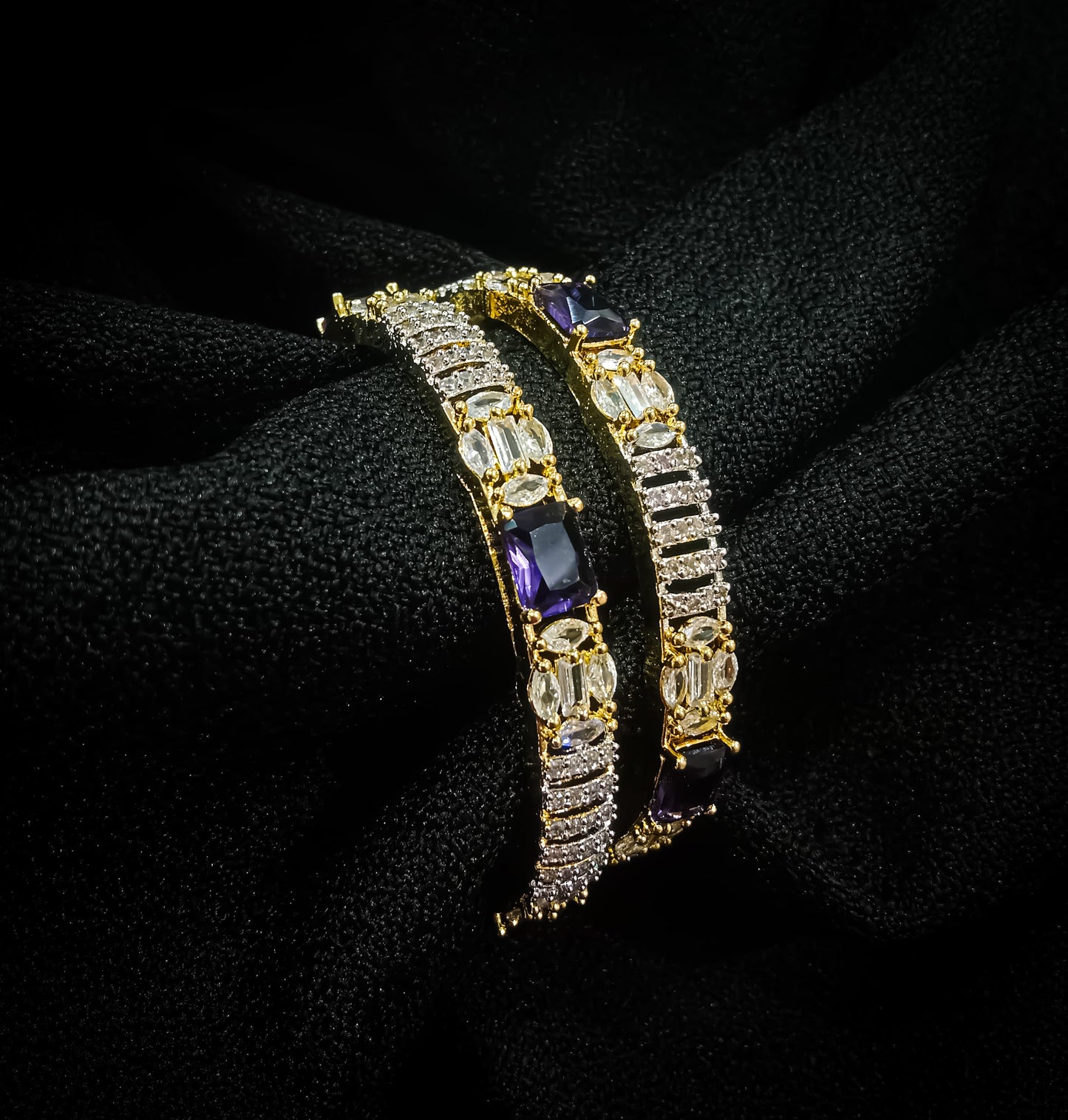Velvet Noor Bangles – Golden Aura, Purple Heart