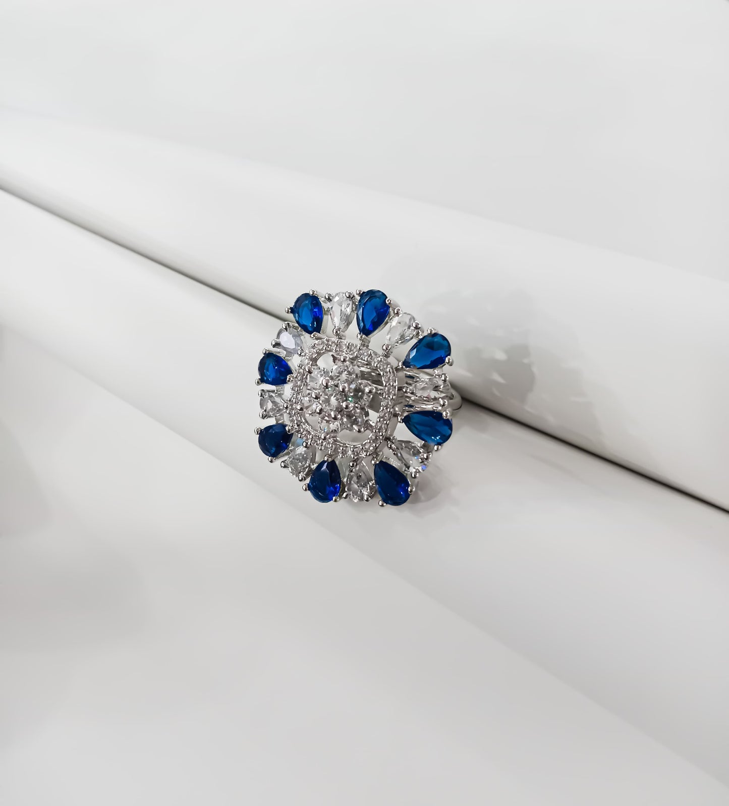 Blue Empress – Radiant Crystal Cluster Ring