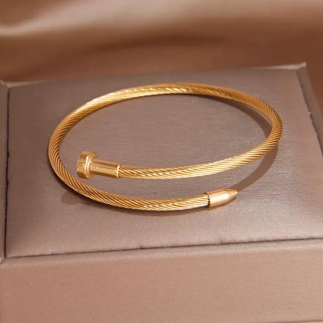 Minimal Nail Cuff - Stainless Steel Bracelet