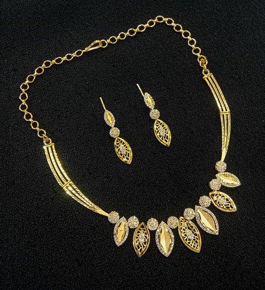 Zarqa Zewar – Leaf Drop One Carat Necklace Set