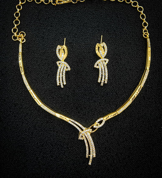 Golden Cascade – One Carat Artificial Necklace Set