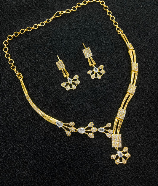 Cubic Gold Bloom – Elegant Artificial Jewelry Set