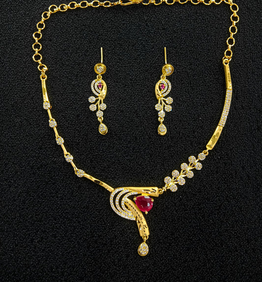 Royal Crimson Bloom – Indian One Carat Artificial Jewelry Set