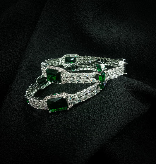 Emerald Ice Queen Silver Bangles