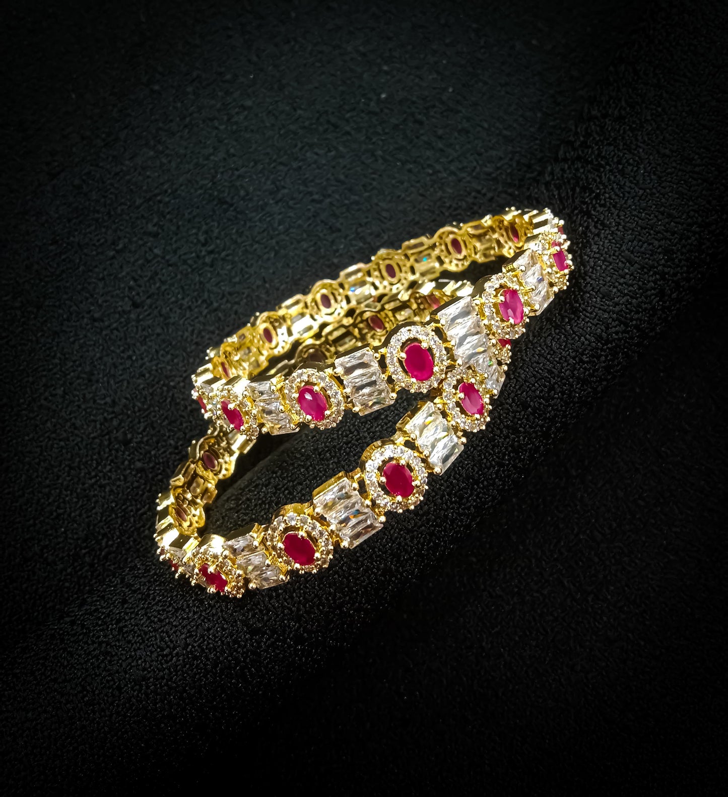 Royal Scarlet – Ruby Baguette Illusion Bangles