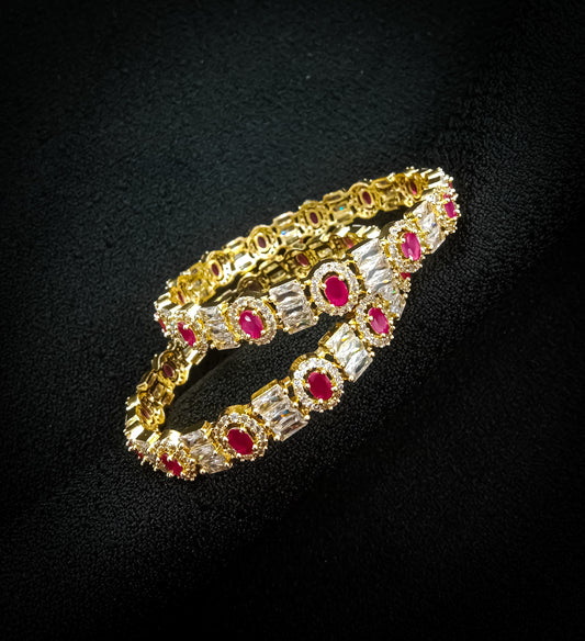 Royal Scarlet – Ruby Baguette Illusion Bangles