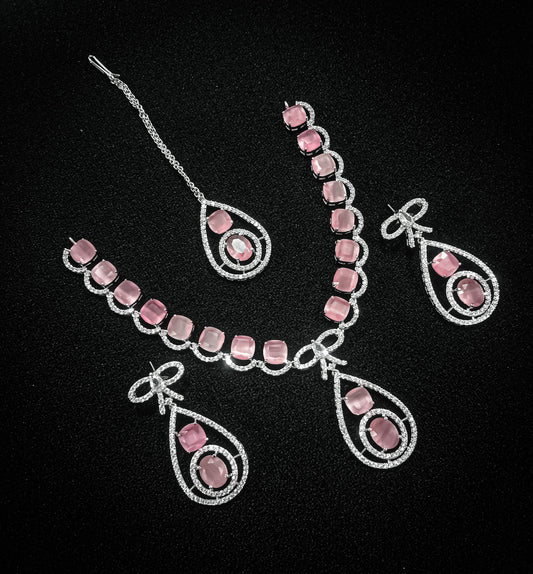 Elegance – Tear-Drop Pink Crystal Jewelry Set