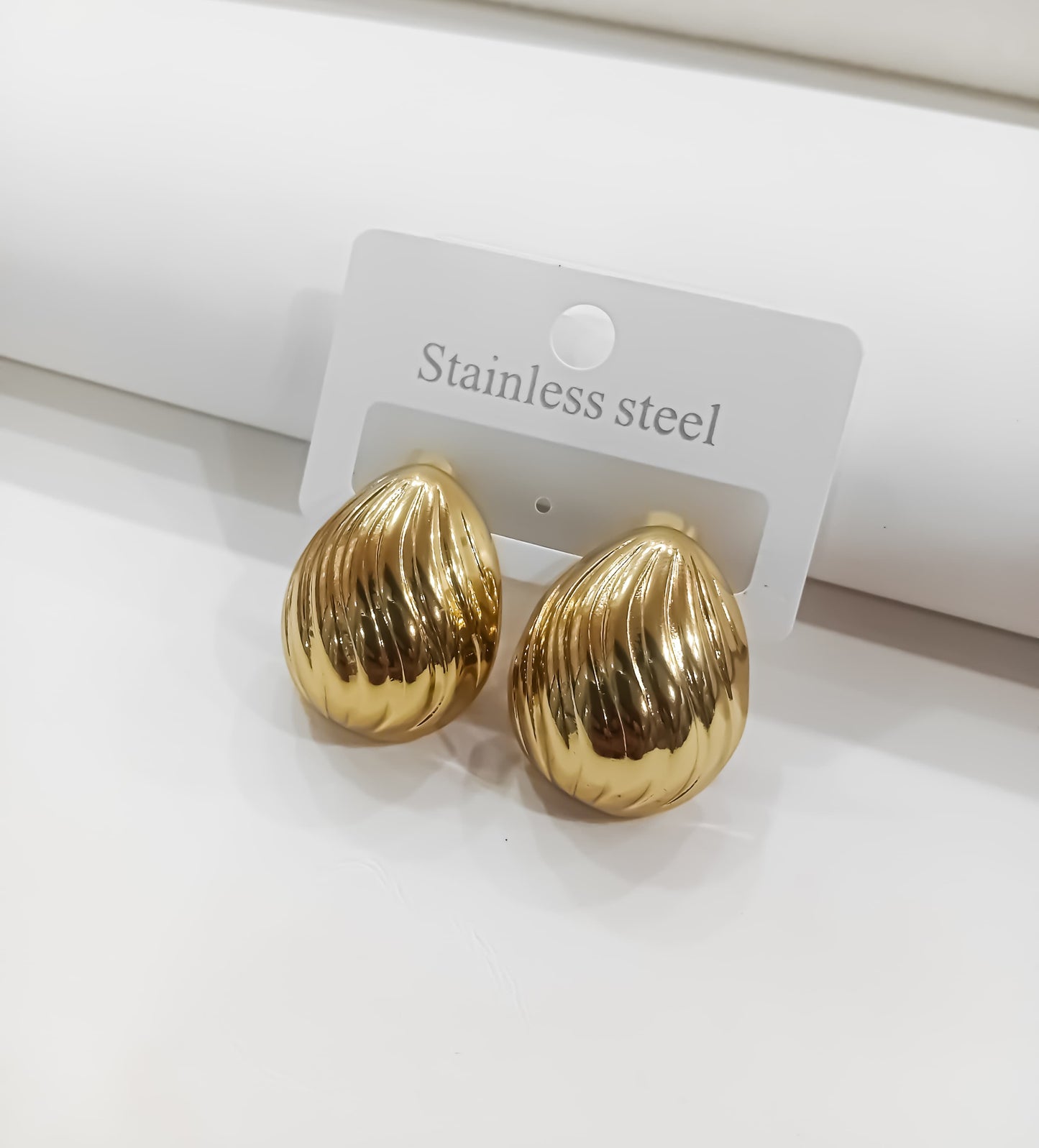 Golden Dusk Drops – Bold Teardrops in Sculpted Steel