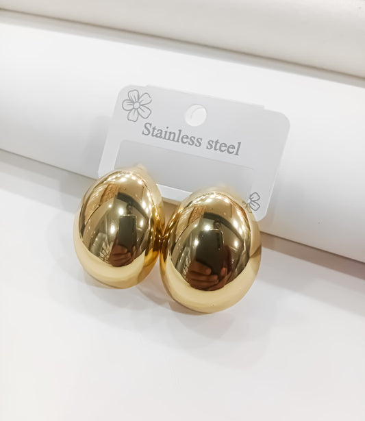 Luna Dome Polished Gold Earrings