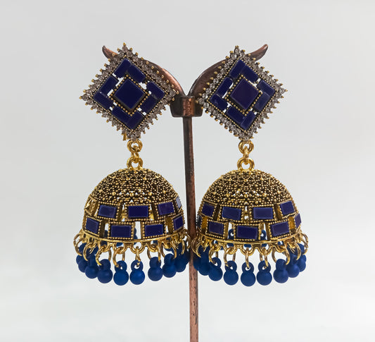 Blue Riwaayat – Mirror Drop Jhumka Earrings
