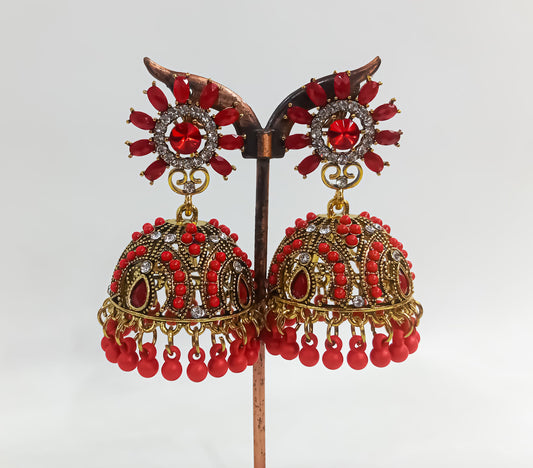 Scarlet Shehzadi – Royal Red Jhumka Earrings