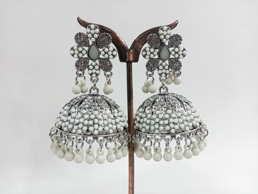 Gul-e-Safaid – Floral White Dome Earrings