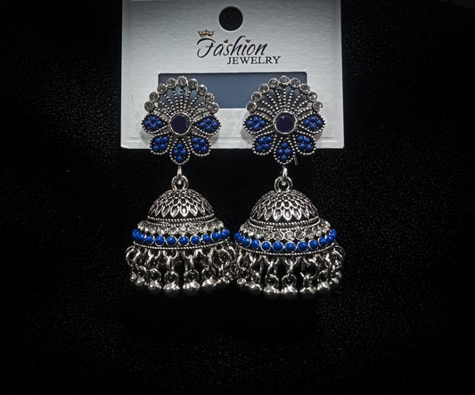 Neela Gul – Blue Stone Jhumka Earrings