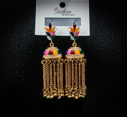 Rang Mahal – Multicolor Chain Jhumkay