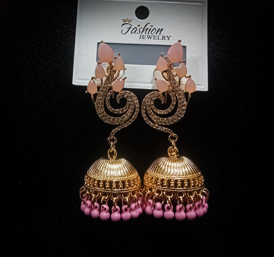 Gulnaar Jhumkay – Pink Drops & Golden Shine