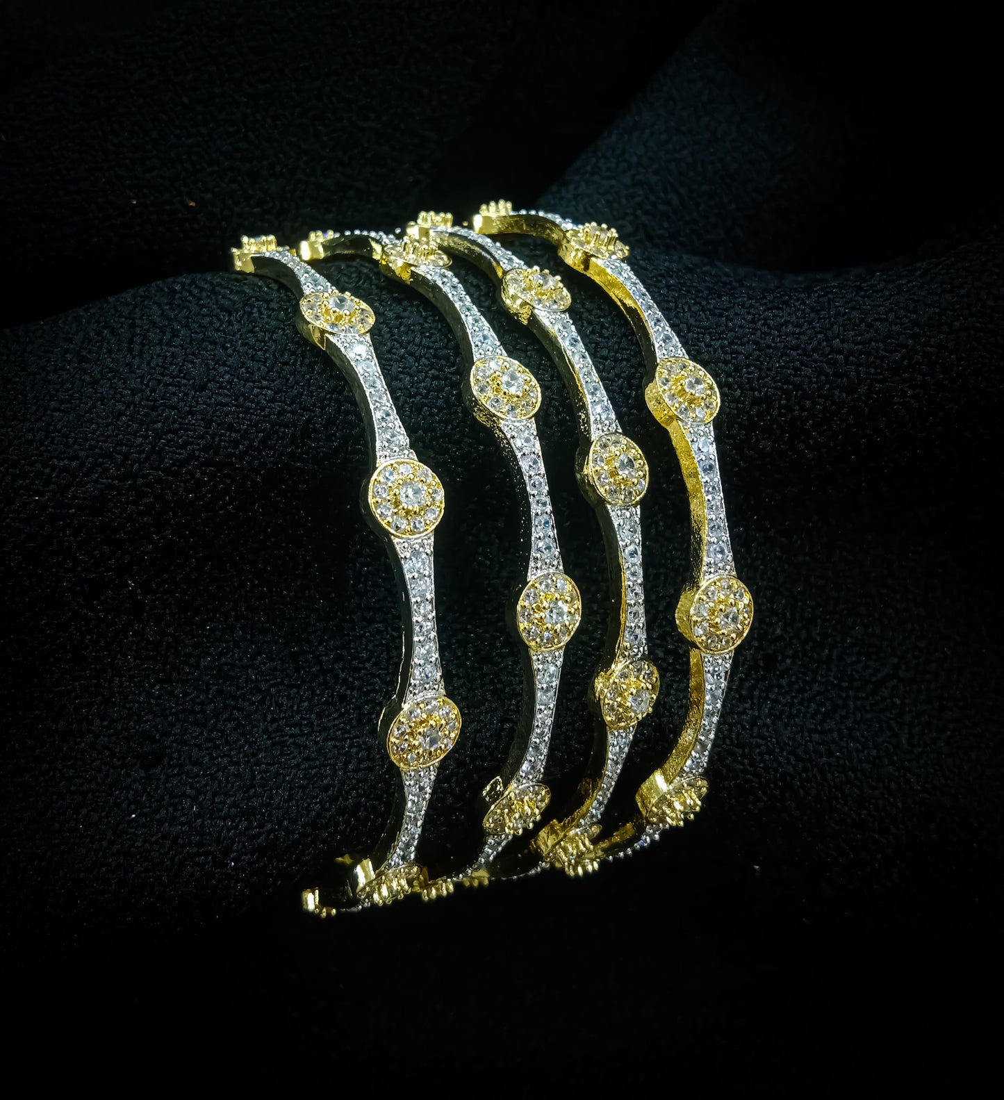 Golden Aura Round Zircon Bracelet Set
