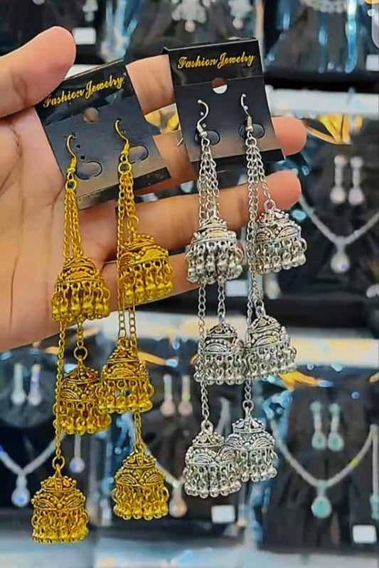 Mehfil Charm – Antique Three Step Stainless Steel Jhumki