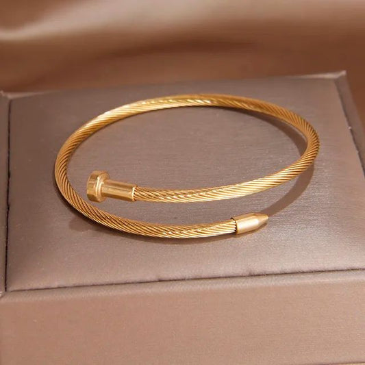 Minimal Nail Cuff - Stainless Steel Bracelet